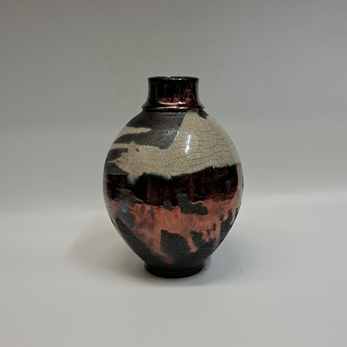 #230409 Raku Black, Copper, White Crackle 7.25x4.25 $24 at Hunter Wolff Gallery